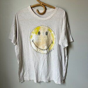 Aerie Beige Smiley Face Find Your Joy Cotton T-shirt Women's XS